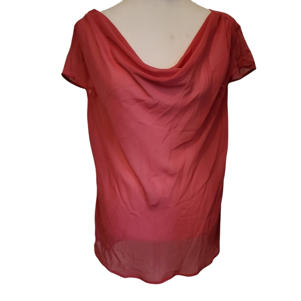 Worthington Scoop Neck Blouse Pink sz L